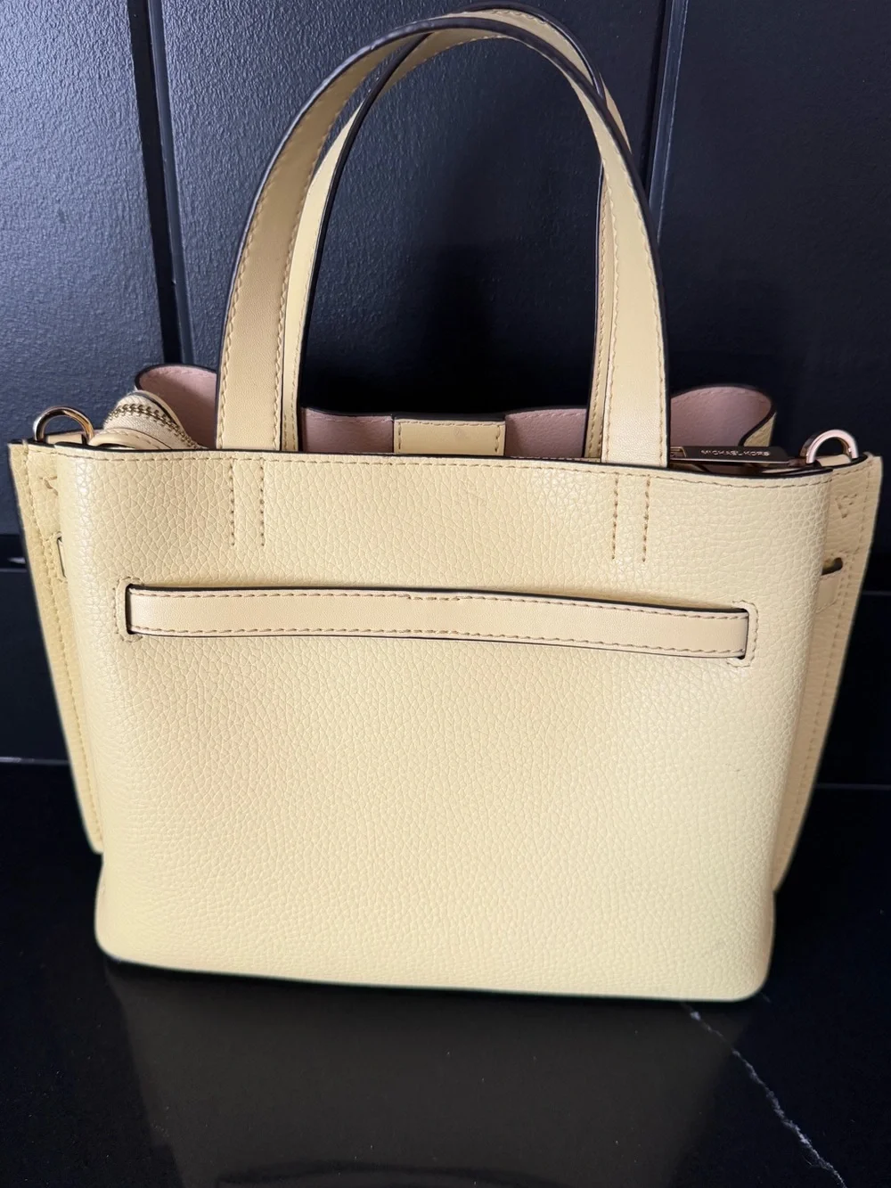 Michael Kors Yellow Pebbled Leather Satchel Wallet Set - Picture 5 of 14